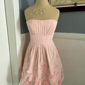 BCBGMAXAZRIA baby pink halter rosette dress